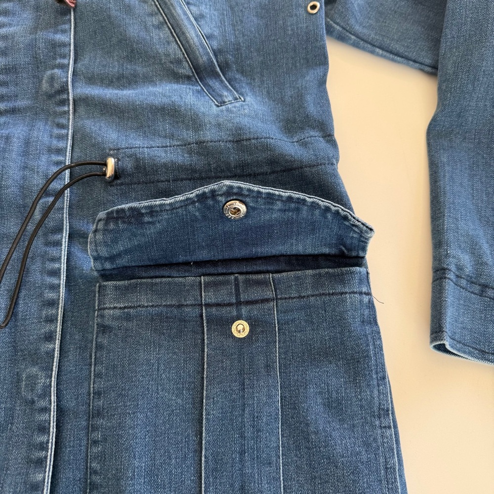mo:vint-Denim Chore Jacket-Fisherman Core-Pockets-Hood-Size S - Picture 7 of 12